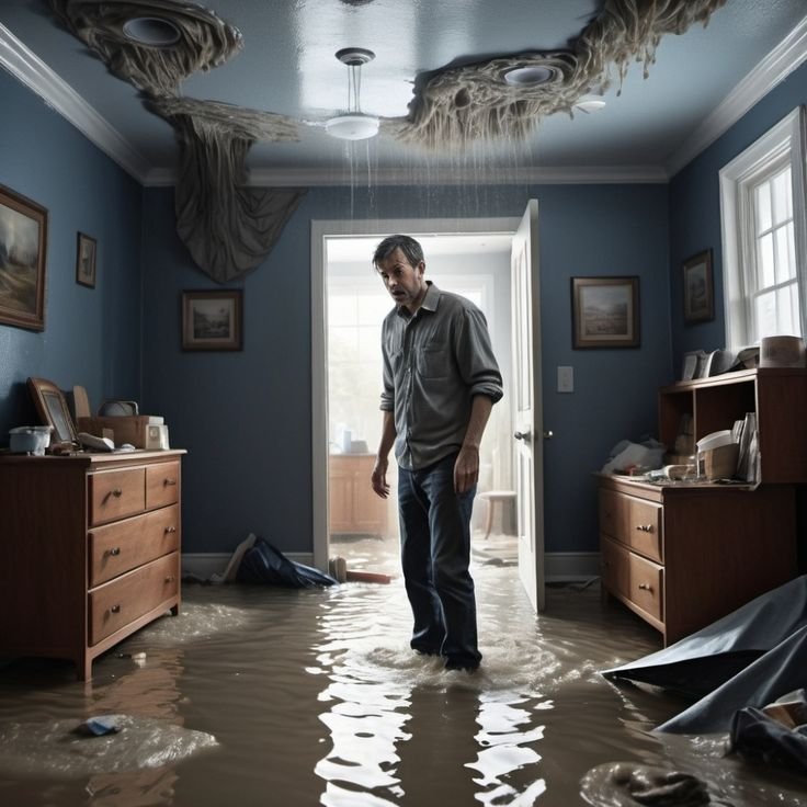 Restoration technician reviewing insurance paperwork with an Austin homeowner
